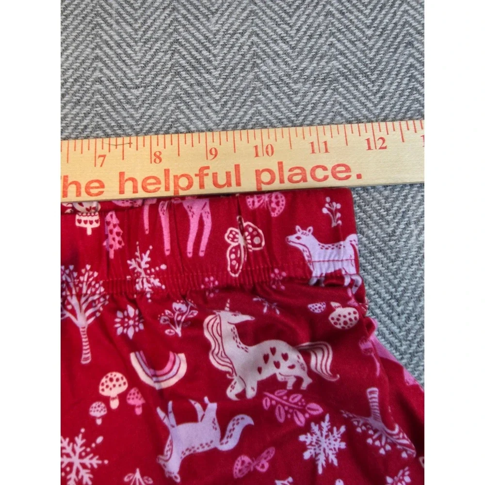 Holiday Time Girls Red Unicorn Deer Pajama Pants Size L 10-12 Wide Leg Sleepwear
